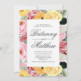水彩フローラ黄結婚色 招待状