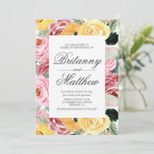 水彩フローラ黄結婚色 招待状 (スタンド正面)