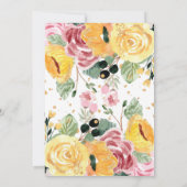 水彩フローラ黄結婚色 招待状 (裏面)