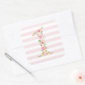 水彩フローラ1つ目の誕生日 スクエアシール (封筒)