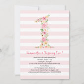 水彩フローラ1つ目の誕生日 招待状 (正面)