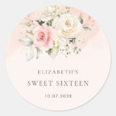 水彩フローラ16th誕生日パーティー ラウンドシール (正面)