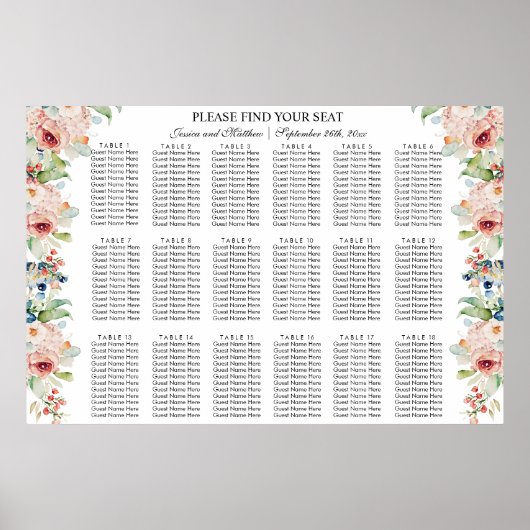 水彩フローラ18台結婚の座席 ポスター (正面)