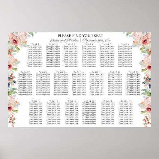 水彩フローラ19台結婚の座席 ポスター (正面)