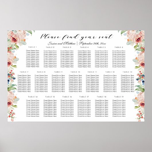 水彩フローラ19台結婚の座席 ポスター (正面)