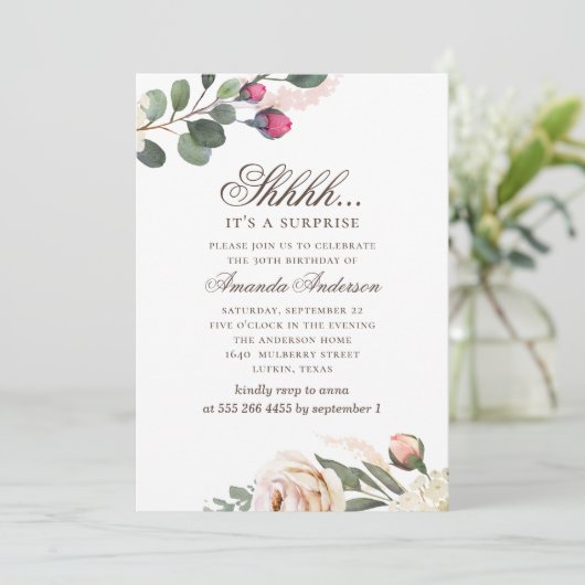 水彩フローラ30th誕生日サプライズパーティー 招待状 (スタンド正面)