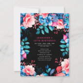 水彩フローラ30th Birthday Programメニューブラック 招待状 (正面)