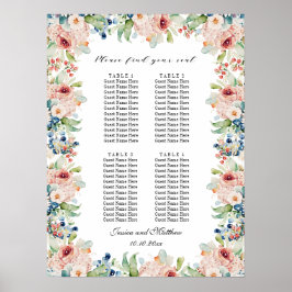 水彩フローラ4台結婚の座席 ポスター