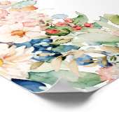 水彩フローラ4台結婚の座席 ポスター (角)