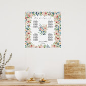 水彩フローラ4台結婚の座席 ポスター (キッチン)