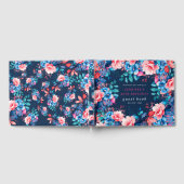 水彩フローラ40thバースデーゲストブックネイビー ゲストブック (全面)