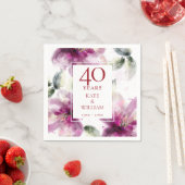 水彩フローラ40thルビー結婚の記念日 スタンダードカクテルナプキン (インサイチュ)
