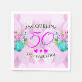 水彩フローラ50と素晴らしい スタンダードカクテルナプキン (正面)