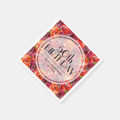 水彩フローラ50誕生日 スタンダードカクテルナプキン (角)