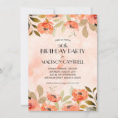 水彩フローラ50th誕生日パーティー 招待状 (正面)