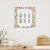 水彩フローラ6台結婚の座席 ポスター (キッチン)
