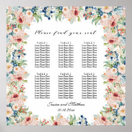 水彩フローラ6台結婚の座席 ポスター