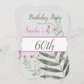 水彩フローラ60th birthday party 招待状 (正面/裏面)