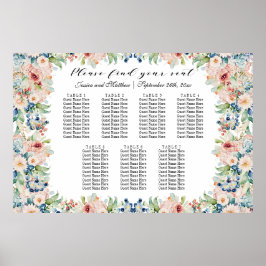 水彩フローラ7台結婚の座席 ポスター
