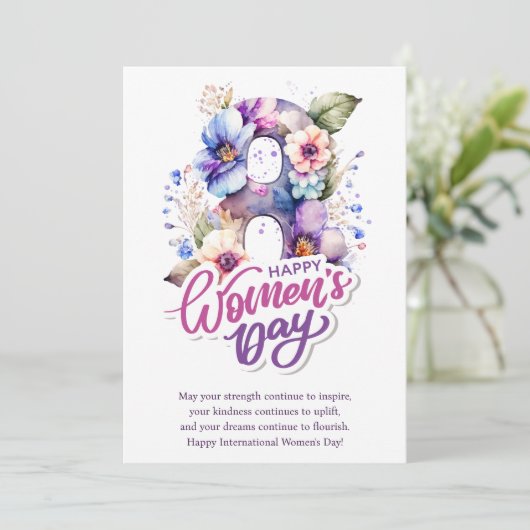 水彩フローラ8マーチ国際的ル女性の日 シーズンカード (スタンド正面)