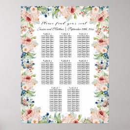 水彩フローラ8台結婚の座席 ポスター