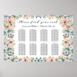 水彩フローラ8台結婚の座席 ポスター