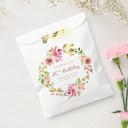 水彩フローラ80th誕生日ありがとう フェイバーバッグ (封をした状態)