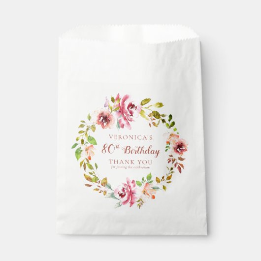 水彩フローラ80th誕生日ありがとう フェイバーバッグ (正面)