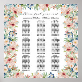 水彩フローラ9結婚テーブル ポスター
