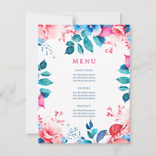 水彩フローラ90誕生日プログラムメニュー 招待状 (裏面)