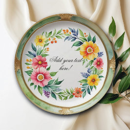 水彩フローラ エレガント ペーパープレート