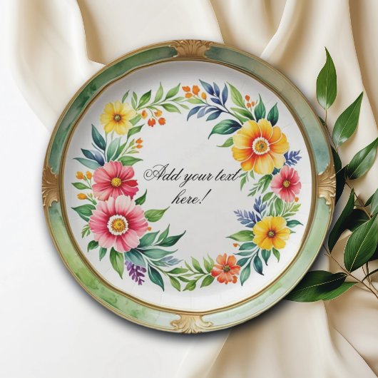 水彩フローラ エレガント ペーパープレート