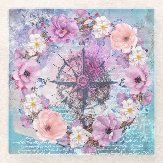 水彩フローラ ガラスコースター (正面)