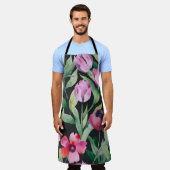 水彩フローラ、シームレスな美しいパターン。 エプロン (着用した状態)