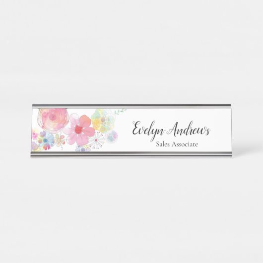 水彩フローラ デスクネームプレート (正面)
