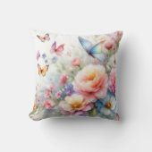 水彩フローラ&バタフライダンス クッション (正面)