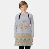 水彩フローラ パターン(の模様が)ある エプロン (着用した状態)