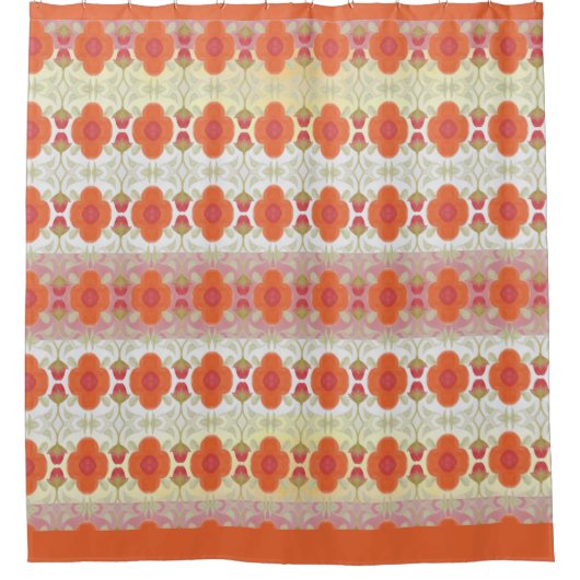 水彩フローラ パターン（の模様が）ある シャワーカーテン (正面)