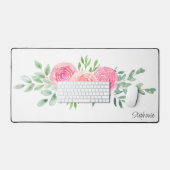 水彩フローラ パーソナライズされた デスクマット (キーボード&マウス)