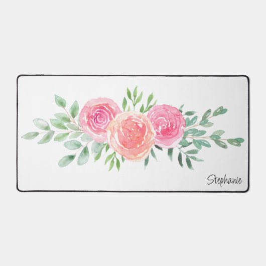 水彩フローラ パーソナライズされた デスクマット (正面)