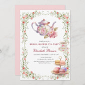水彩フローラ,ブライダルシャワー，お茶の時間，プレット 招待状 (正面/裏面)