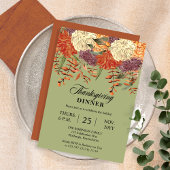 水彩フローラ |ユーカリ・感謝祭ディナー 招待状