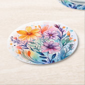水彩フローラ ラウンドペーパーコースター (アングル)
