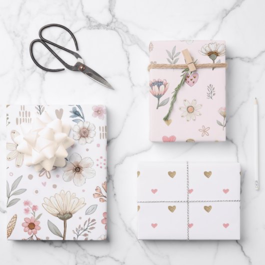 水彩フローラ ラッピングペーパーシート (正面)