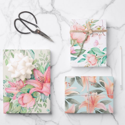 水彩フローラ ラッピングペーパーシート (正面)