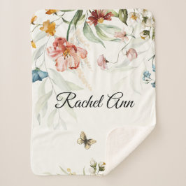 水彩フローラ、小ベビーカー シェルパブランケット
