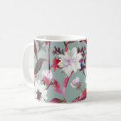 水彩フローラ:手書き開花。 コーヒーマグカップ (正面左)