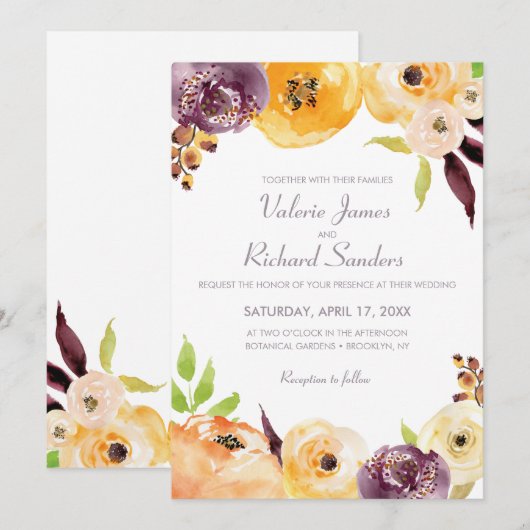 水彩フローラ 招待状 (正面/裏面)