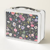 水彩フローラ：穏やかな夏のパターン。 メタルランチボックス (裏面)