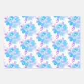 水彩フローラ、紫の青の明るい手絵を描形 ラッピングペーパーシート (正面2)